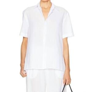 NEW ENZA COSTA seersucker resort shirt in white